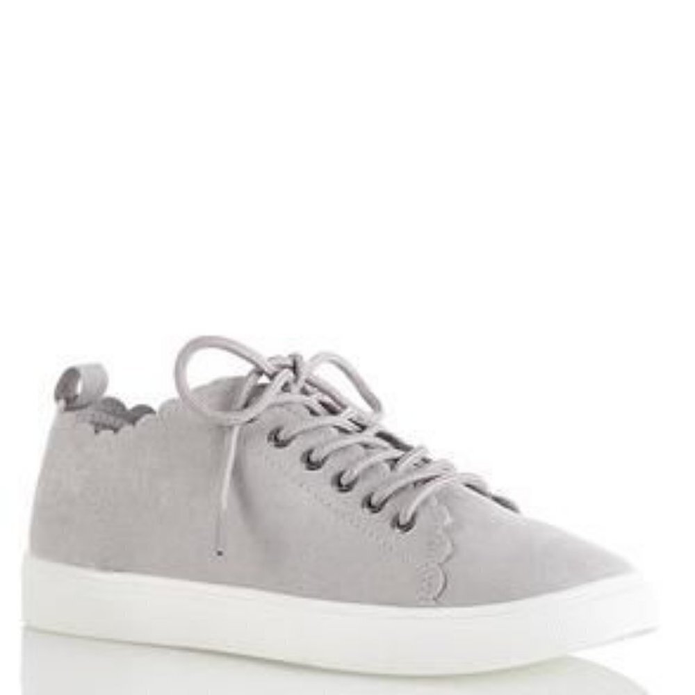 Cato Gray Scalloped Trim Sneakers Ties Size 8 NWT